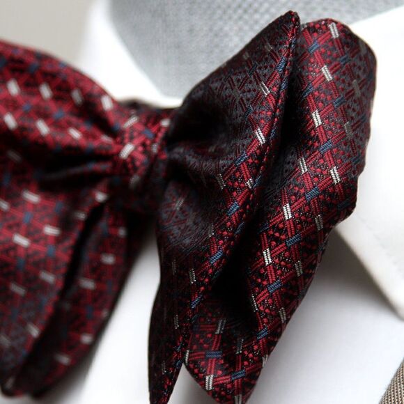 Men's Self-tied Bow Tie 100%Silk Big Butterfly S633 Maroon Ornament - Picture 11 of 15